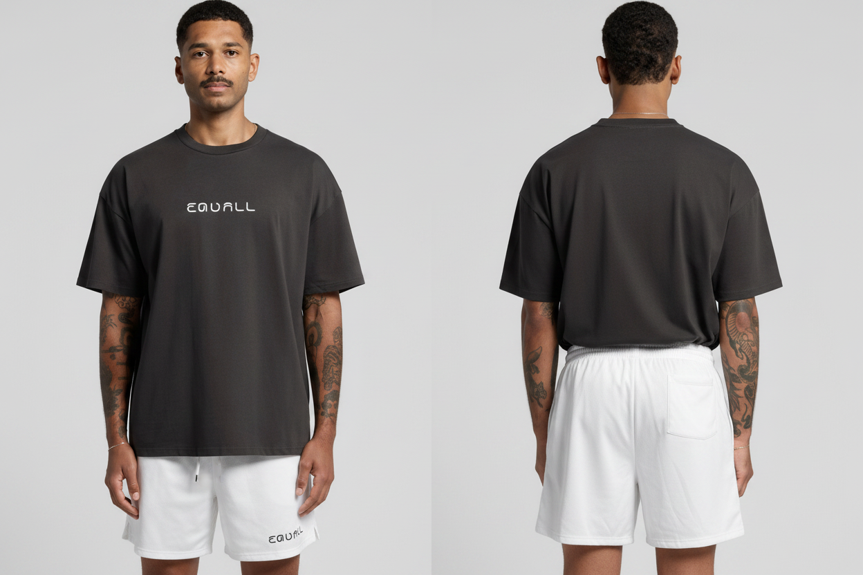 Equall Active Shorts White Coal Tee