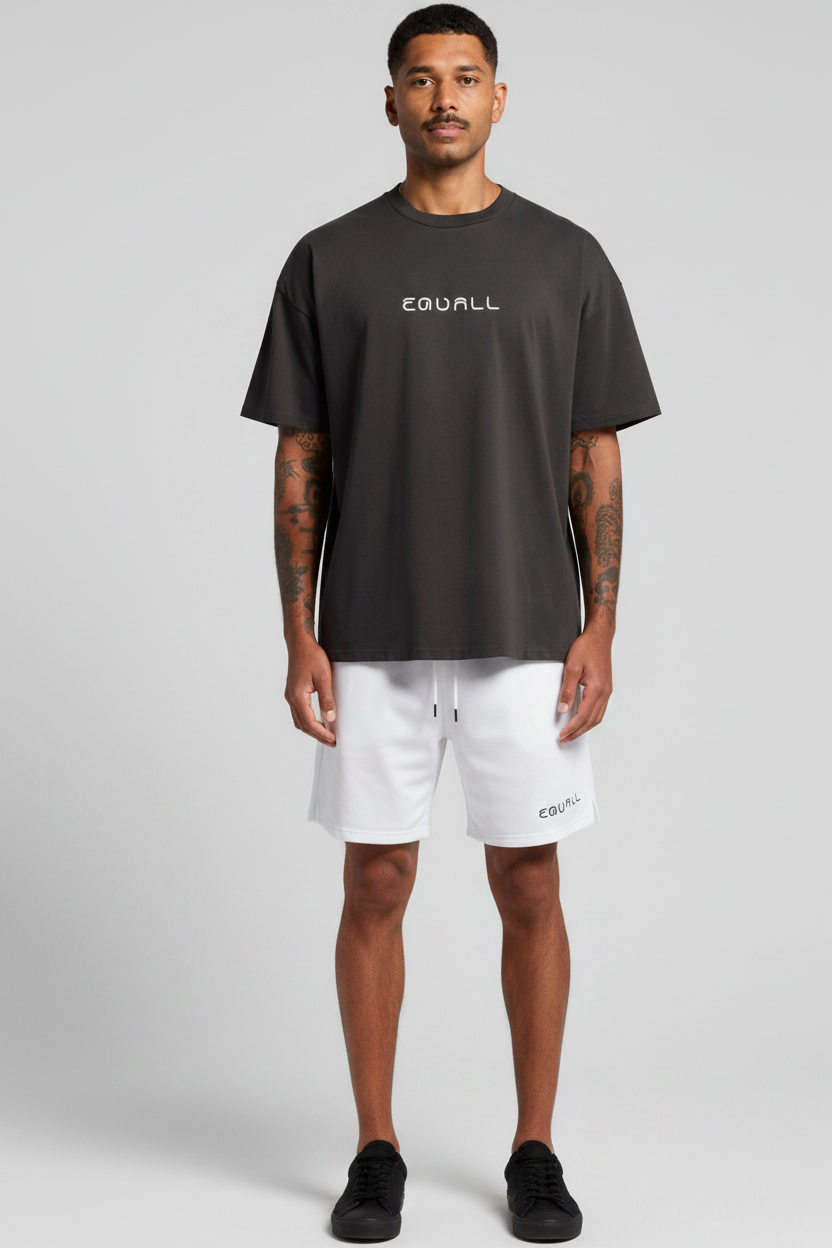 Front view - Coal T-shirt with White Shorts