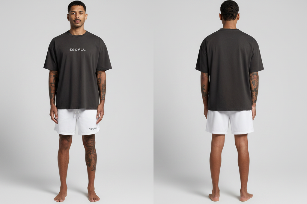 Equall Men's Active Shorts white - front and back model shot