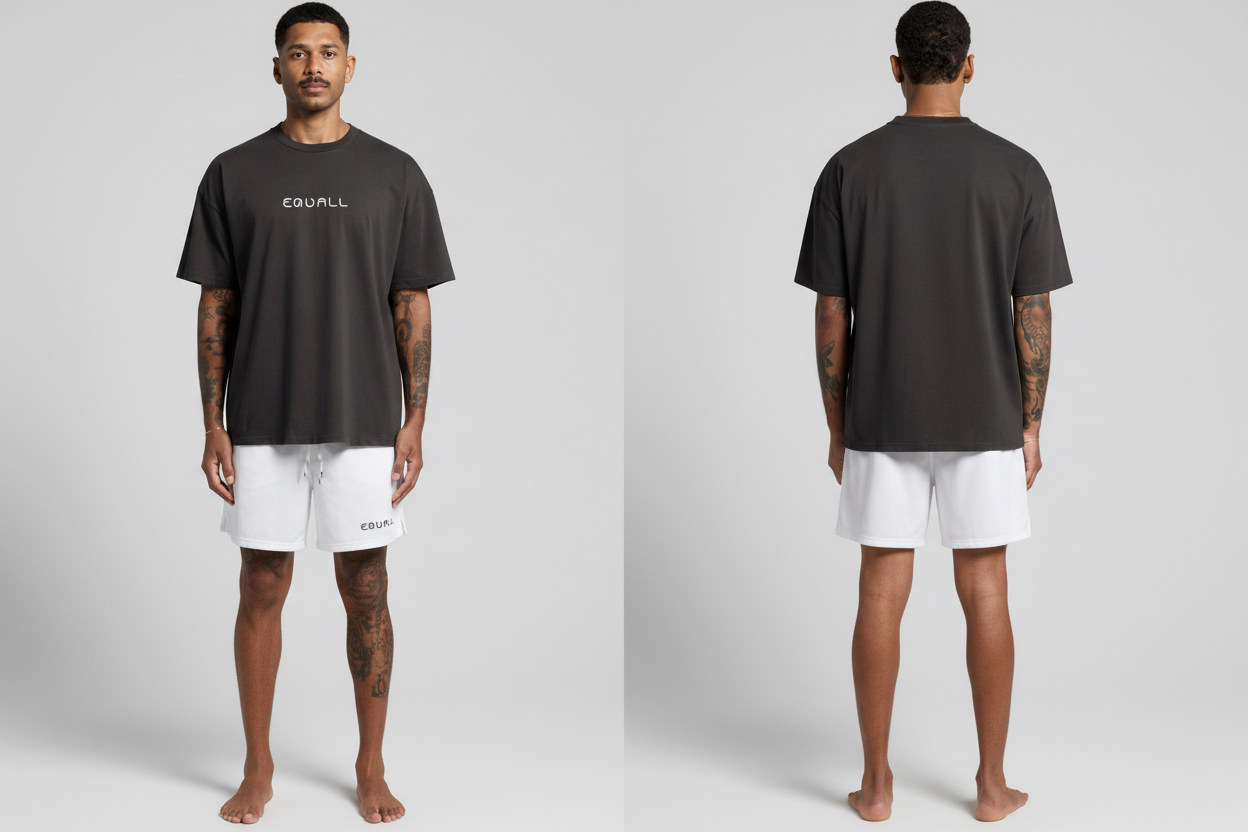 Equall Men's Active Shorts white - front and back model shot